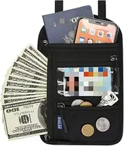 Travel Neck Pouch,MoreChioce Multi-Pockets Neck Pouch Passport Holder Multifunctional RFID Blocking Neck Pouch with Adjustable Shoulder Strap for MoneyCards,Keys and Passport,Black