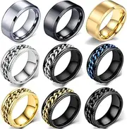 Anxiety Rings Fidget Rings for Women Stress Relief Spinner Rings for Teen Girls Stress Rings 4Pcs 6MM Titanium Steel Rings Size 5-11