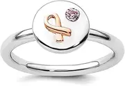 [JewelryWeb] 2.25mm 925 Sterling Silver Polished Stackable Exp With 14k Rose Ribbon P. Sapphire Ring Size 6-Stackable-Ring for Women