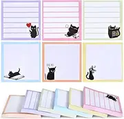 Sticky Notes 3x3 - 6 Pack Black Cat Notepad for Cat Lover Gift, Cute Office Supplies, Easy Post Self-Stick Notes, 480 Sheet Total