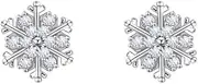 [NewZenro] Cute 20g Snowflake Clear CZ Flat Screw Back Christmas Small Stud for Women Sensitive Ear Stainless Steel Silver Plated Winter Flower Little Tiny Mini Sleeper Cartilage Tragus Studs Fashion Jewelry for