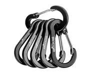 CC1 12Pcs Aluminum Alloy Carabiner Keychain Outdoor Camping Climbing Snap Clip Lock Buckle Hook Fishing Tool Black