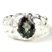 MYSTIC FIRE TOPAZ Sterling Silver Men's Ring, Handmade • SR168