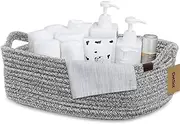 Delsol Woven Cotton Rope Storage Basket Table Organizer 36.5x28x12.5 cm for Closet Towels, Baby Nursery Bin, Small Dog Cat Toy Box