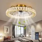 50cm Dimmable LED Crystal Ceiling Fans with Lights Living Room Kitchen Bedroom