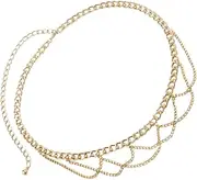 [COSMEVIVI] Chain U-shape Metal Waist Chain Tassel Fashion Decor for Women Nightclub Accessory