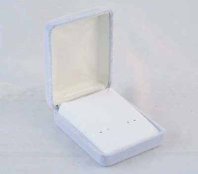 Earring Gift Presentation Box 3"x2.25", Light Gray, Metal Velvet Shell #5610020