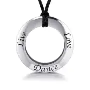 Live Love Dance 925 Sterling Silver Pendant Cord Set Empowering Words Jewelry