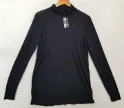 NWT Torrid Womens 0 Sheer Black Long Sleeve Turtle Neck Cable Knit Shirt