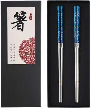 Titanium Plated Chopstick Stainless Steel Chopsticks Metal Chopsticks Reusabl...