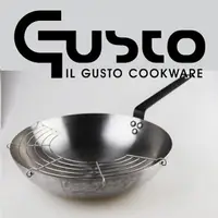 在飛比找蝦皮購物優惠-【GUSTO】美肌版30cm碳鋼拋光輕量專業商用炒鍋
