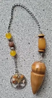 Birch Wood Pendulum : Sacral Chakra energy healing dowsing, TREE OF LIFE pendant