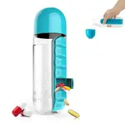 2 in 1 Pill Box Cup 7 Days Planner Drinking Cup Pill Organizer Water Bottle 600 ML Detachable Water Bottle with Medicine Box for Family Travel Work