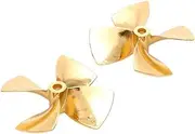 QONXIX 1pair Golden High Hardness Zinc Alloy Propeller Forward and Reverse 55/60mm Model Ship 4 Blades Paddle, for RC Fishing Bait Boat RC Boat Propellers (Color : 55x4mm)