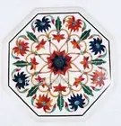 White Marble Coffee Table Top Natural Gemstone Inlay Work Corner Table for Hotel