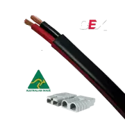 Automotive Twin Core Cable, Black/Red 8 MM with TWO 50amp Heavy Duty Plugs 5 MT