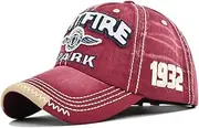 [YULOONG] Vintage Baseball Cap Embroidery Spitfire Washed Denim Trucker Cap 100% Cotton Sun Hat for Men Women Adjustable Size