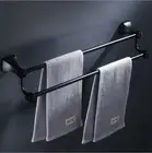 Black Bathroom Square 610mm Double Towel Rails Holder Bars Rack Stainless steel