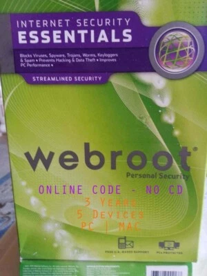 ONLINE KEY (NO CD) | Webroot SecureAnywhere AntiVirus 2025 | 3 YRS | 5 PC MAC