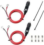 0.5M 1.6FT 12V 24V Heavy Duty 16 AWG 15A 20A Fuse Protection Male Plug Cigarette Lighter Adapter Power Supply Cord Charger with Green LED Light for Car Inverter,Air Pump, Electric Cup (2 Pack)