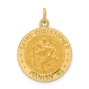 14k Yellow Gold US Coast Guard Saint Christopher Medal Pendant