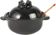 Hase Seikamado ACK-33 Hase-en Pot-Shaped Condiment Container with Spoon, Approx. 2.6 x 2.0 inches (6.5 x 5 cm), Black