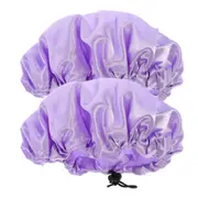 2Pcs Shower Hair Caps Bath Hair Bonnets Shower Caps Women Reusable Elastic Hair Caps