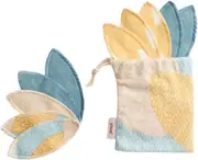 Imse Labia Pads Blue Sprinkle Leaf-shaped cotton pads in a pack of 10