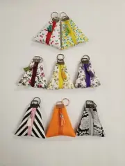 Triangle Coin Purse Bag Money Keychain Key Fob Leather Handmade FREE SHIP