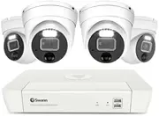 [Swann] 4 Camera 8 Channel 4K Master-Series NVR Security System, 1TB HDD, 4 Dome Cameras,Night Vision,Smart Alerts,IP66 Weatherproof,Surveillance Solution for Home & Business-SWNVK-87680W4DWL