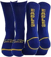 AFL West Coast Eagles Reinforced Heel and Toe Supporter Crew Sport Socks | 2 pair | Australian Football League | Men's Sizes