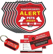 Pet Alert Stickers - in Case of Emergency Pets Rescue Stickers Static Cling Window Decals (6 Pack), Pet Home Alone Wallet Cards, Key Tag - NO Adhesive, Removable, UV Resistant