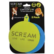 Green & Blue 2 Pack of Silicone Food Can Covers for Pets by Scream