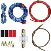 EZONEDEAL1500W Car Amplifier Installation Wiring Harness Kit 8GA Audio Amplifier Subwoofer Power Cable-Red + Blue