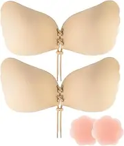 [SAMFLAG] Sticky Bra Backless Backless Strapless Bra Push Up for Women Dresses 2 Pair Reusable Nipple Cover 2PCS