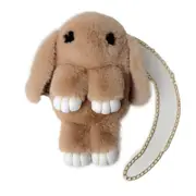 Women Cute Cartoon Rabbit Sling Bag Fluffy Bunny Shoulder Crossbody Bag Khaki