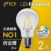 在飛比找森森購物網優惠-美國TCP LED Filament復刻版鎢絲燈泡-A60(