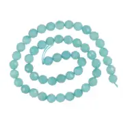 15.5" Rich Blue Amazonite Facted Round Beads 8mm #71108