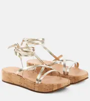 [Ancient Greek Sandals] Ancient Greek Sandals Morfi cork and leather platform sandals AU 9 metallic