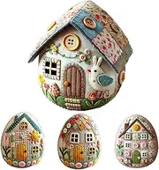 Patchwork Felt Egg House DI.Y Kit - 4 Packs DI.Y Patchwork Felt Egg House Chick House Craft Kit with Material Package, Handmade Cozy Egg House, Easter Eggs Craft Decoration for Beginners, Kids, Adults
