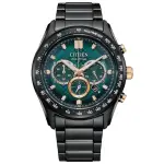 【CITIZEN 星辰】CHRONOGRAPH極致復古不鏽鋼三眼計時鋼帶錶43MM(CA4534-81X咖啡/CA4536-86X藍綠)