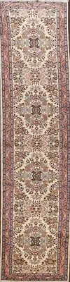 Floral Traditional Sarouk Runner Rug Hand-knotted Oriental Hallway Carpet 3'x12'