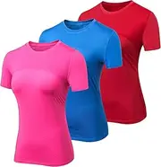 [CICI FIVE] Short Sleeve Workout Compression Shirts for Women Yoga Running Tops Mesh Splicing Breathable Athletic Shirts