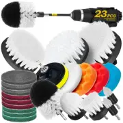 23 Pack Drill Brush Set Scrub Pads Sponge Power Scrubber Grout Tiles Bathroom