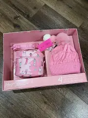 Betsey Johnson 4 Piece Set Including Hat, Keychain, Cosmetic Case And Keychain