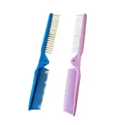 Vintage Travel Foldup Brushes Comb Combo Blue Purple Hong Kong 80s VTG Retro