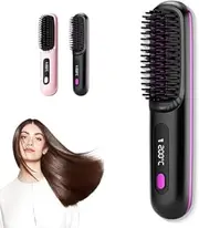 Portable Straightener Brush - GoBrush PRO, Go Brush Pro Straightener Rechargeable & Cordless Mini Hair Straightener Comb