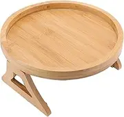 Jeanoko Sofa Tray, Wood Texture Armrest Couch Clip On Tray Portable TV Table and Side Tables Round Couch Arm Tray for Eating Drinks Snacks Remote Control 9.65x9.65x4.72in