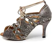 [DKZSYIM] Women's Latin Dance Shoes Comfortable Salsa Performance Practise Wedding Dance Sandals,Model QJW5017