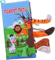 Kisangel Plaything 0-12 Months Educational Book Interactive Touch and Feel Animal Tails Book Random Style